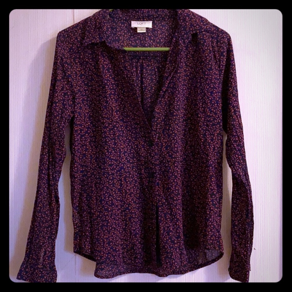 Loft Navy Anchor Button Down